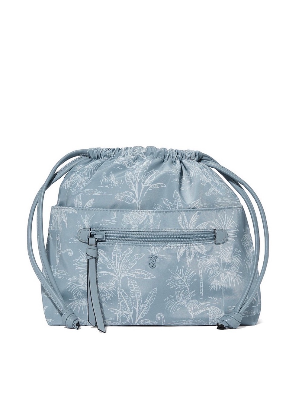 Light Blue Drawstring Palm-Print Crossbody Bag